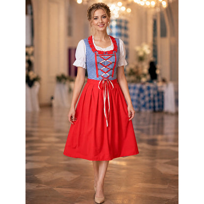 Alpine-Style Dress, Red-and-Blue Plaid