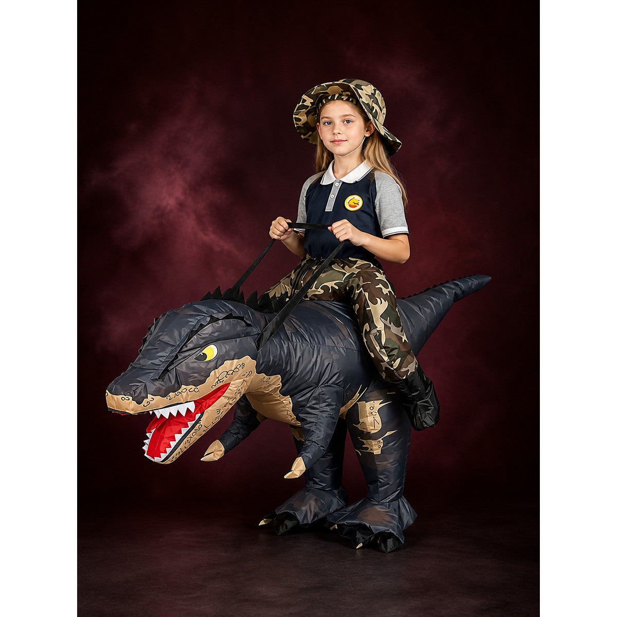 Ride-On Inflatable Dinosaur Costume With Camouflage Print main product view