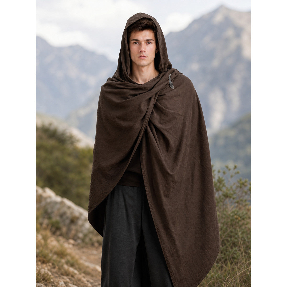 Brown Hooded Cape