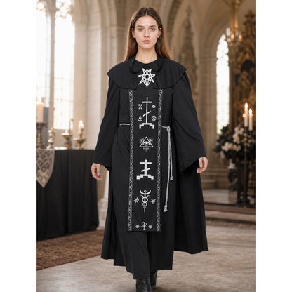 Black Gothic Hooded Robe for Cosplay lifestyle view