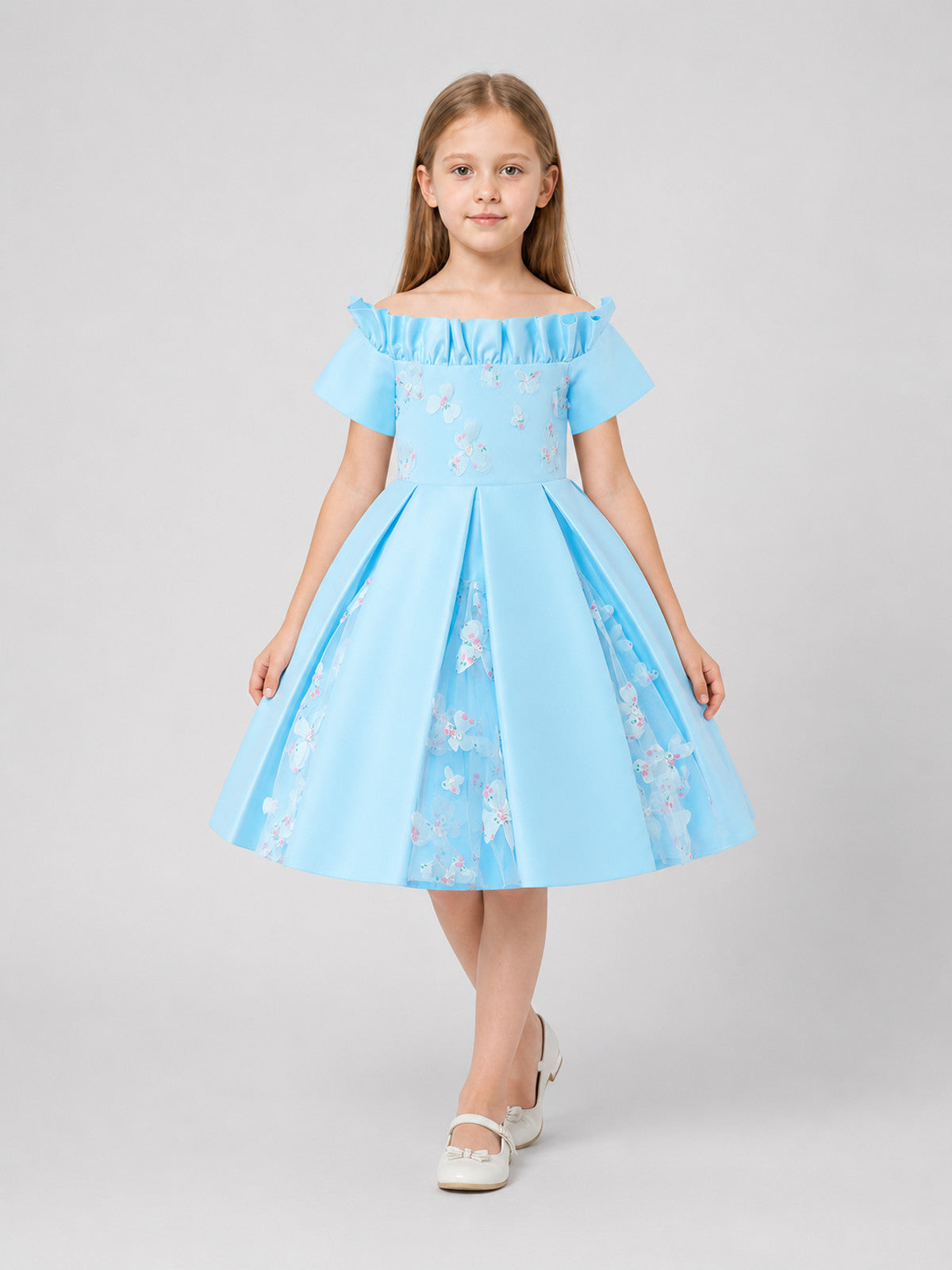 Kids' Light Blue Princess Dress with Full Skirt