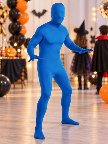 Blue Camouflage Jumpsuit Costume with Mask Hood