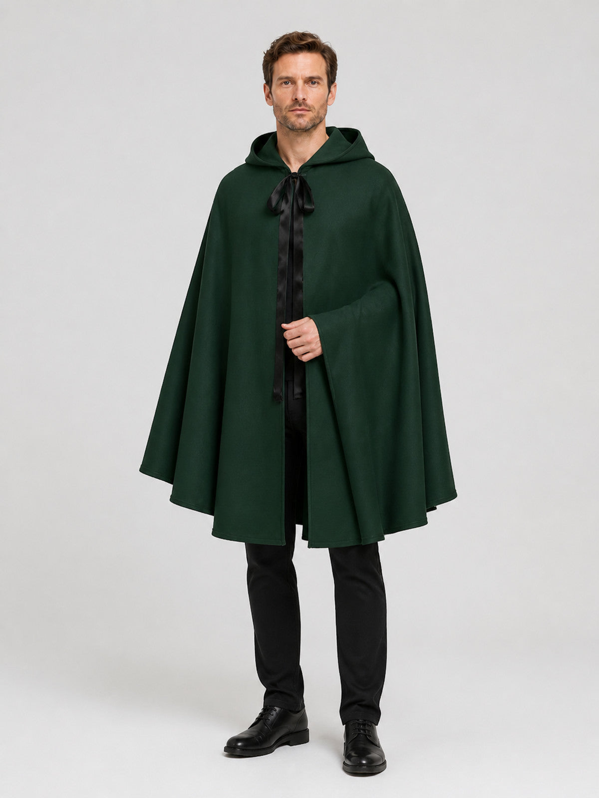 Death Cloak with Hood, Green, for Cosplay and Halloween Costume Capes detail