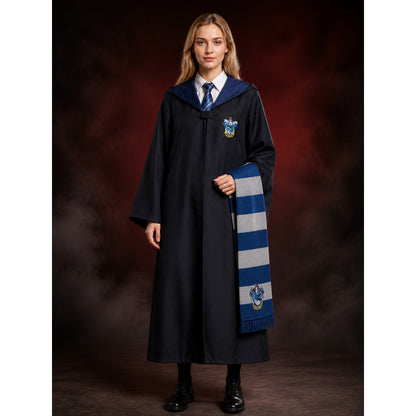 Wizard Robe Costume Set with House Crest, Striped Scarf and Tie for Halloween main product view