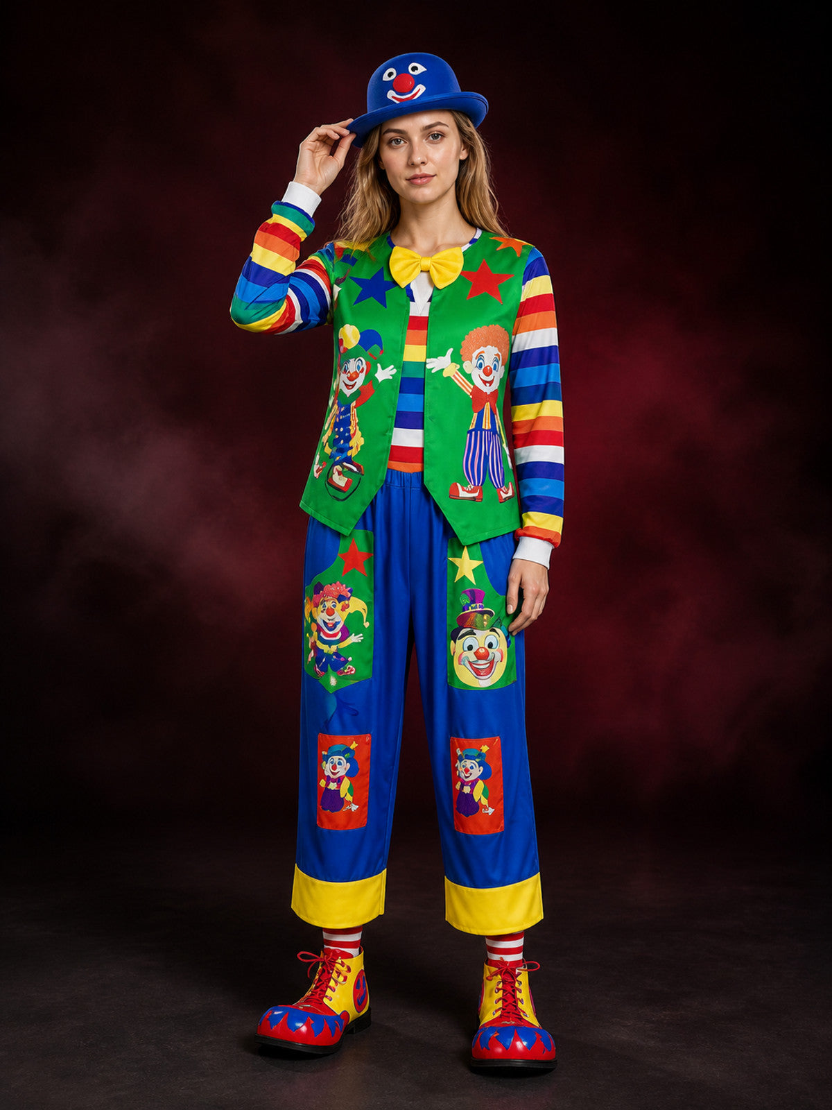 Circus-Style Clown Costume for Performances and Halloween main product view
