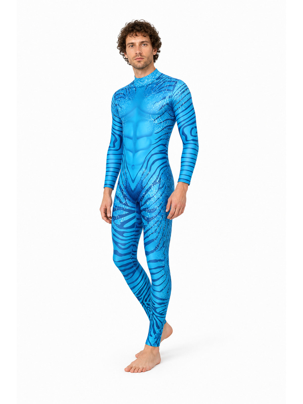 High-Collar Cosplay Jumpsuit with Printed Design Costumes detail
