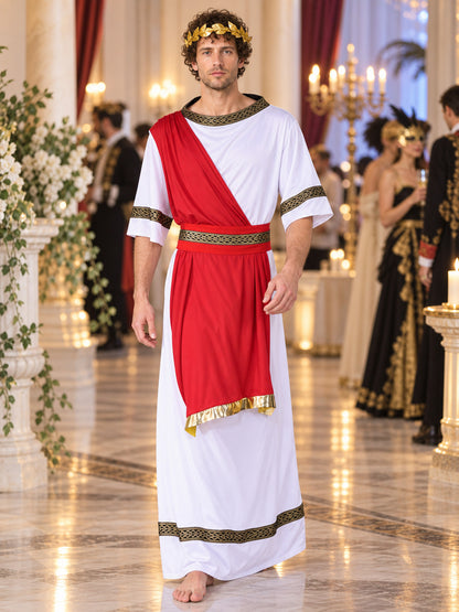 White Ancient-Style Costume with Draping and Wreath lifestyle view