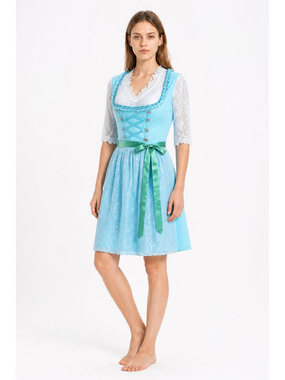 Lace Blouse with Crisscross Ties and Waist Tie for Oktoberfest