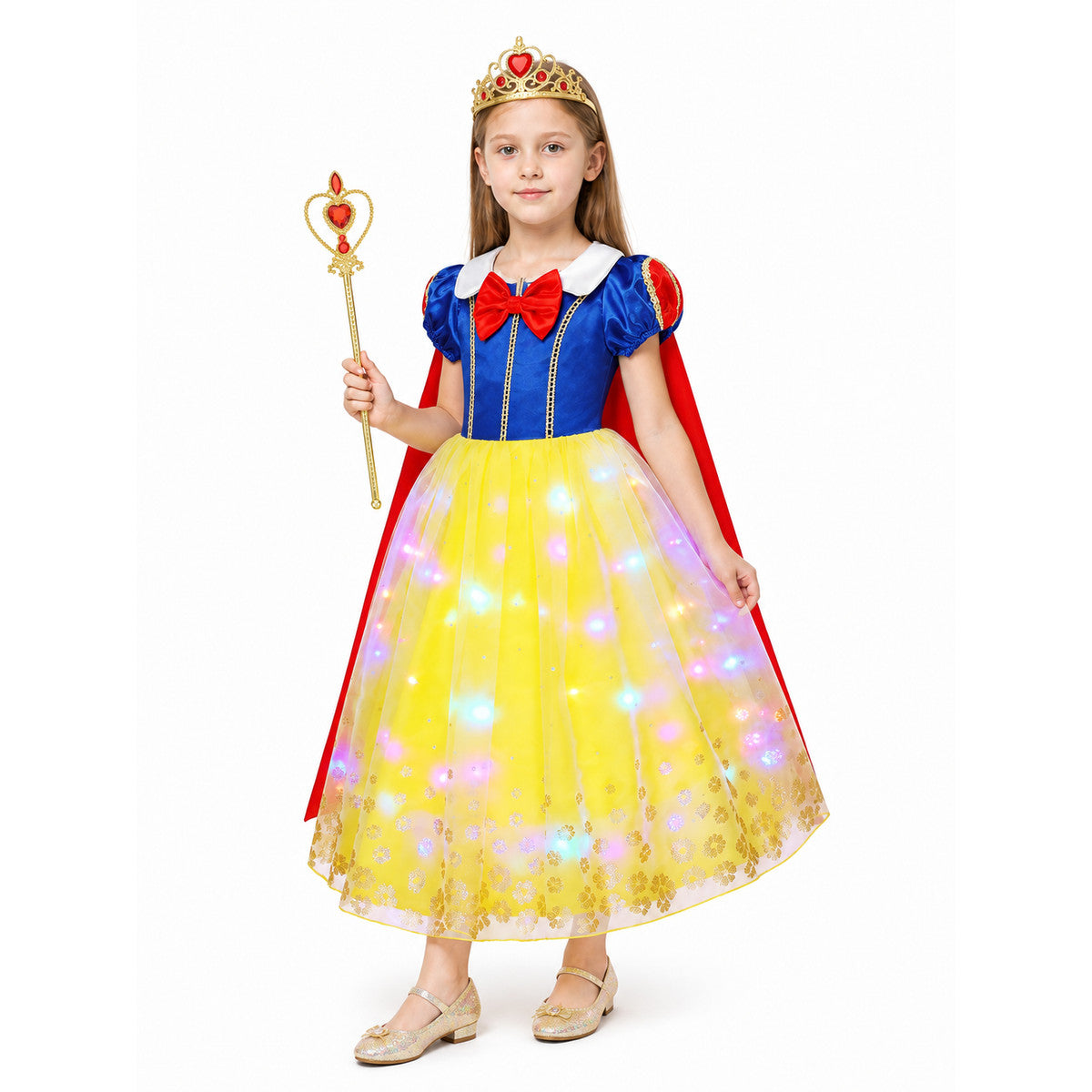 Glowing Princess Costume with Cape and Crown Costume Capes detail