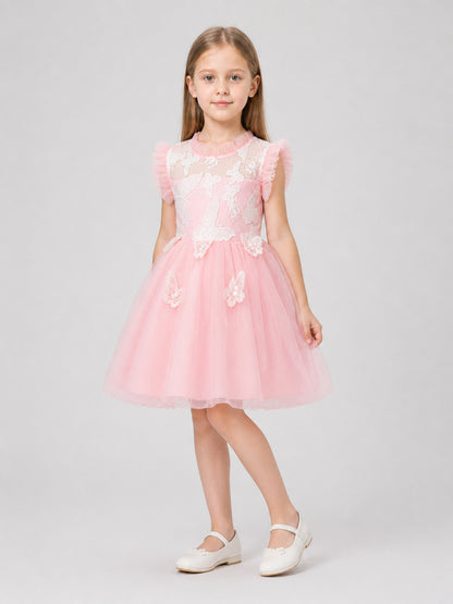 Festive Girls' Dress with a Full Skirt and Butterflies Costume Dresses detail