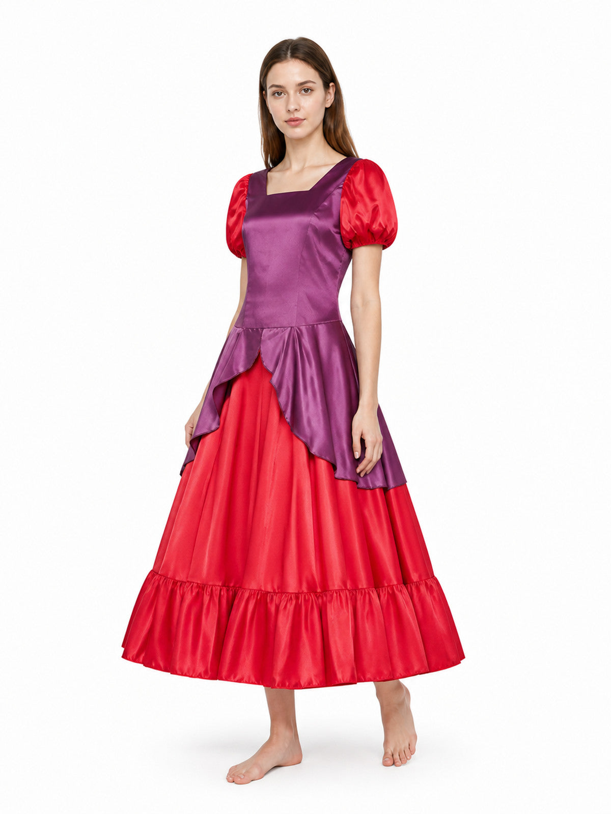 Dress with Puff Sleeves, Layered Skirt Costume Dresses detail