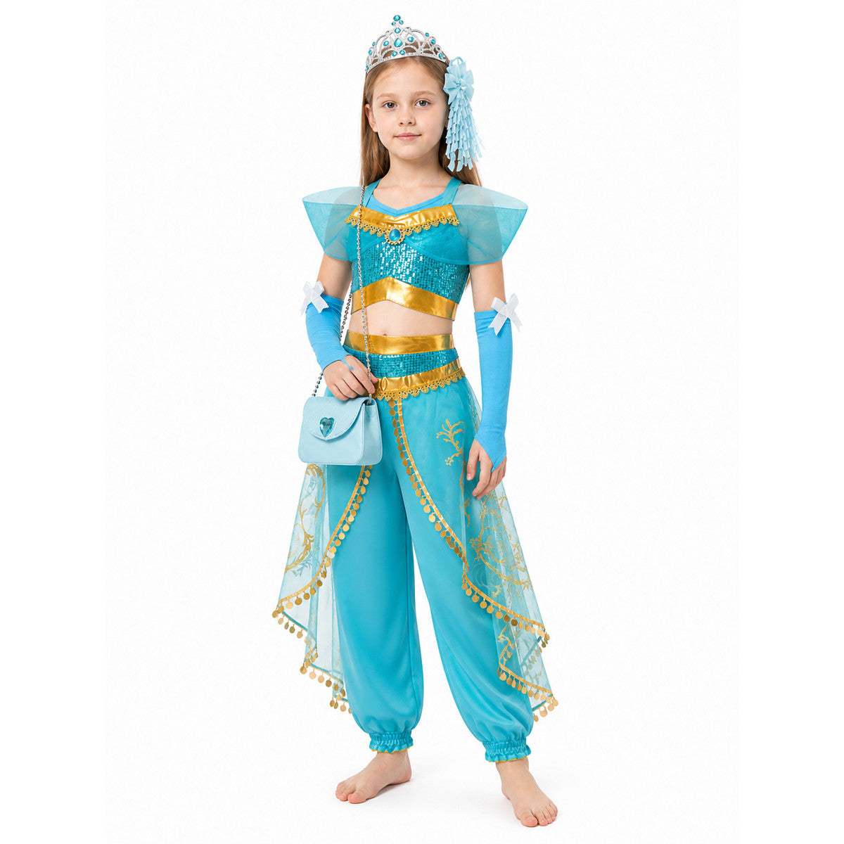 Light Blue Children's Arabian-Style Costume with Accessories Costume Accessories detail