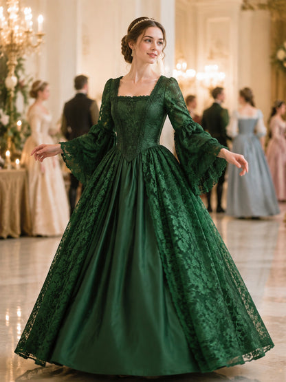 Floor-Length Medieval Dress with Lace and a Full Skirt lifestyle view