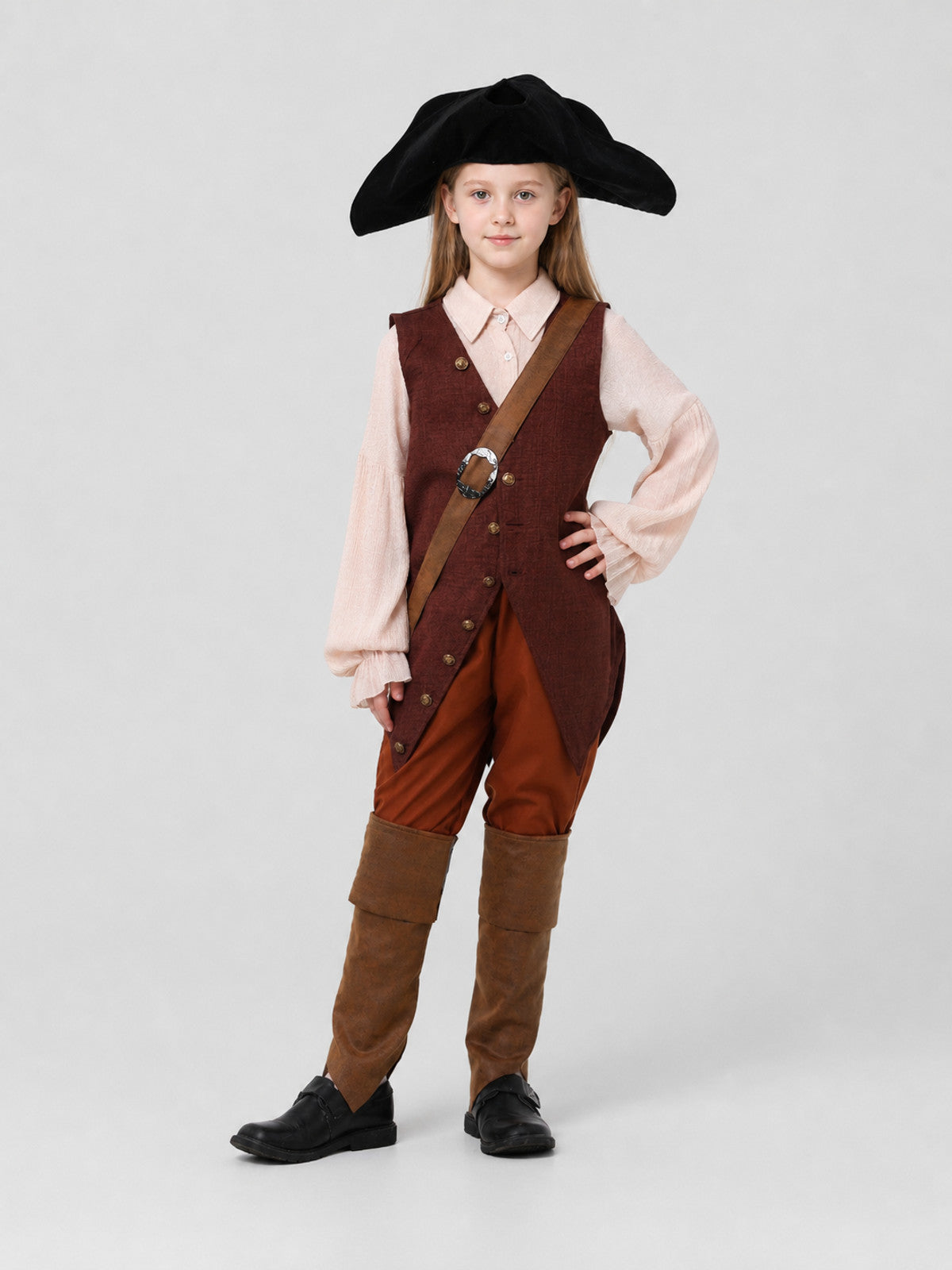 Children's Pirate Costume with Vest and Hat, S-XXL