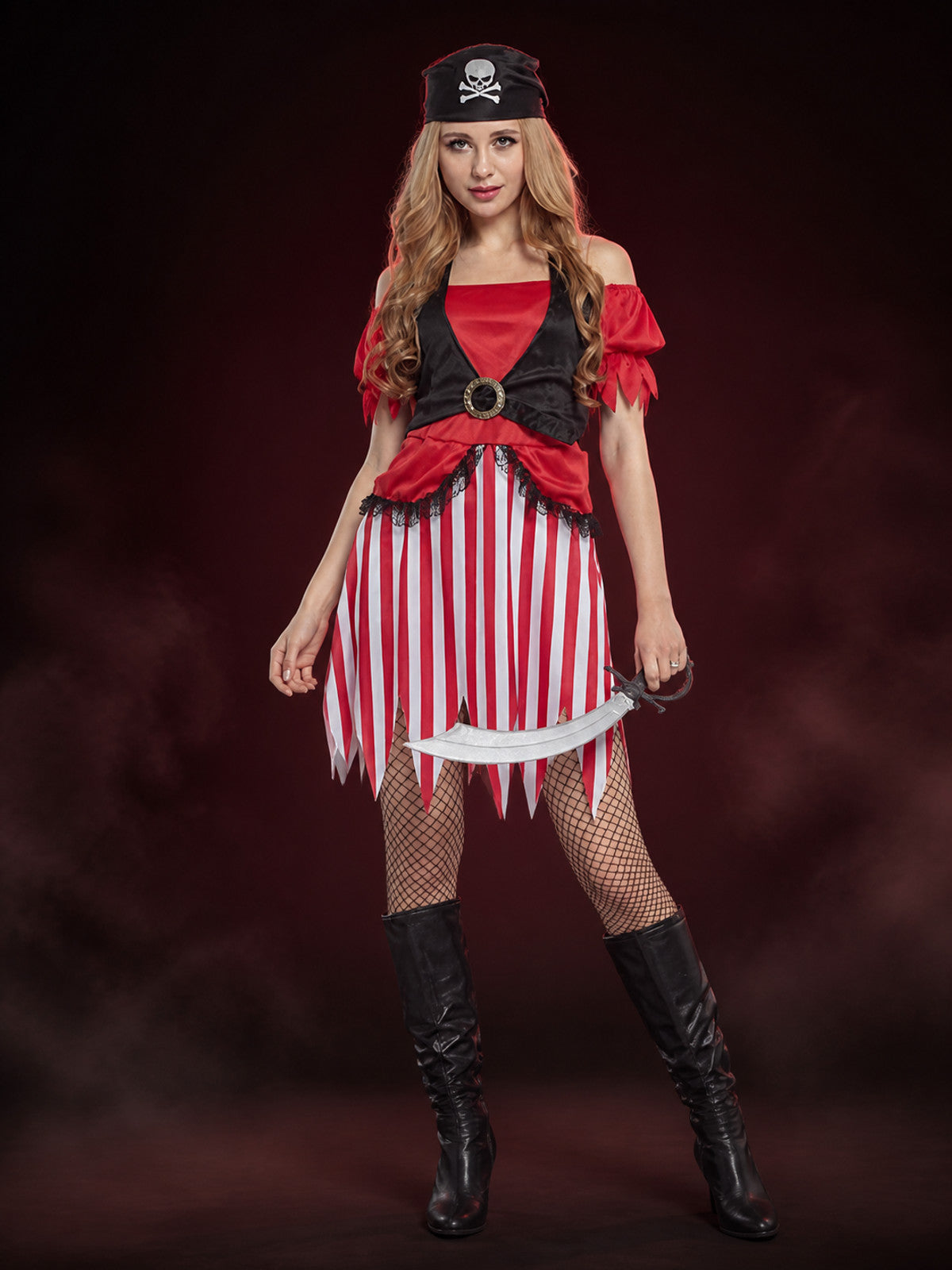 Women's Pirate Costume with Corset for Halloween main product view