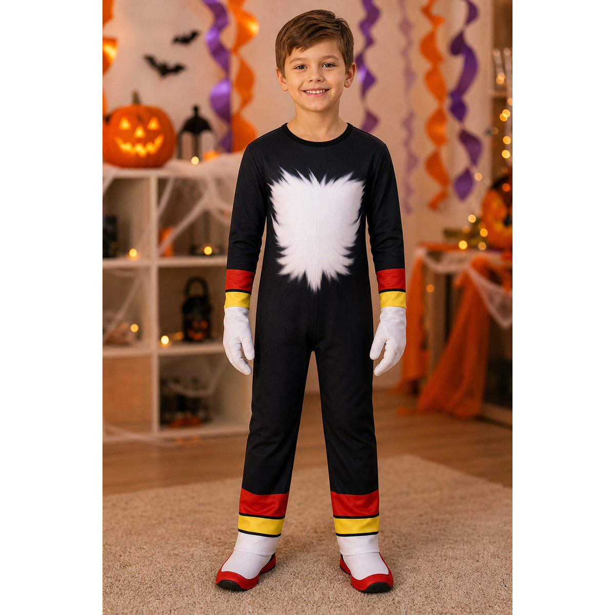 Kids' Black Cosplay Carnival Costume for Halloween lifestyle view