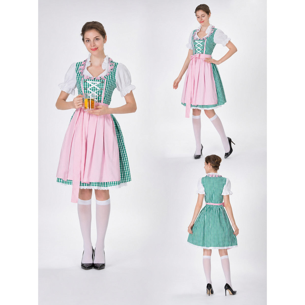 Bavarian-Style Carnival Costume with Plaid lifestyle view