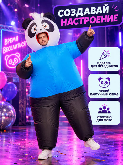 Inflatable Panda Costume Cartoon Blue with Sleeves