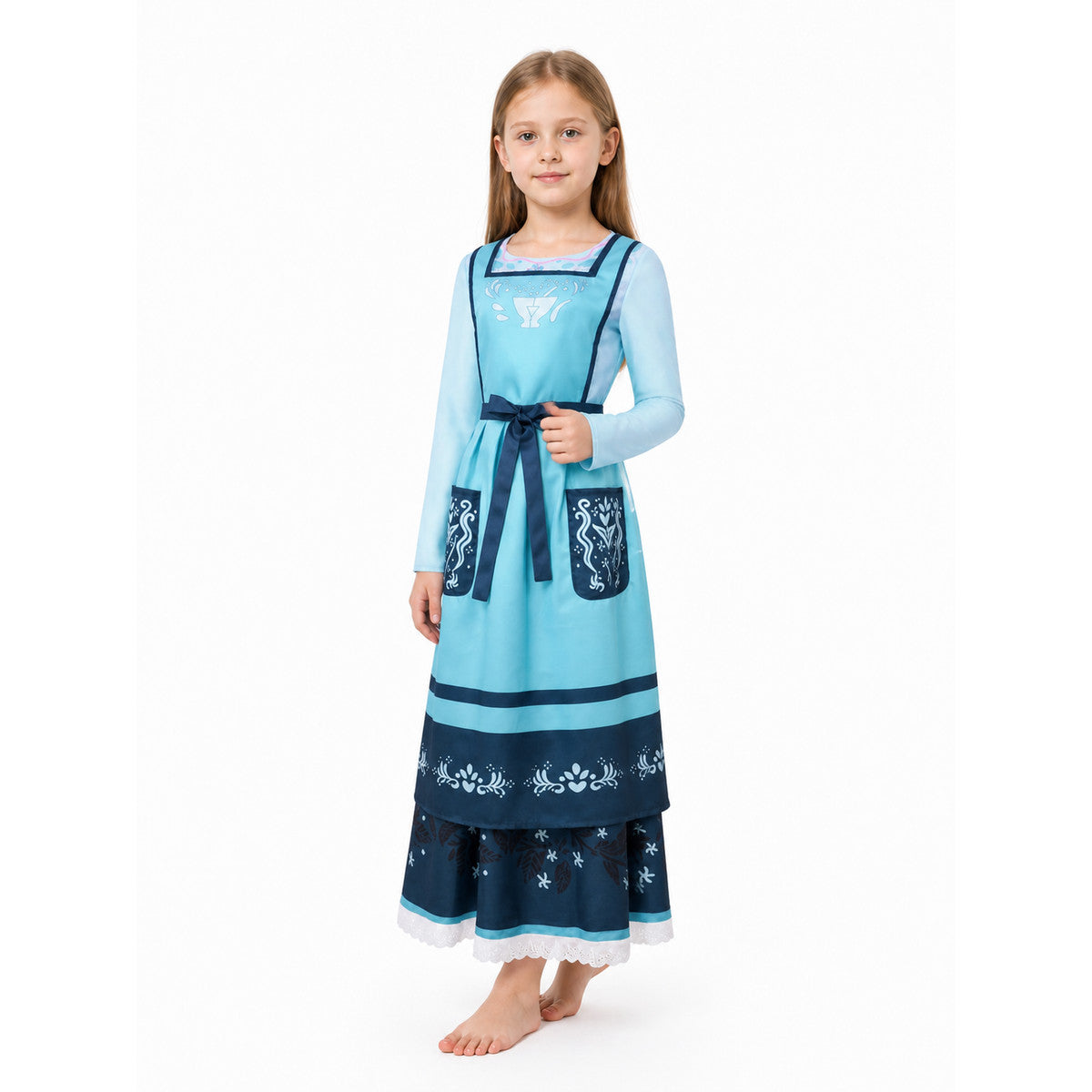 Blue cosplay dress with apron and long sleeves Costume Dresses detail