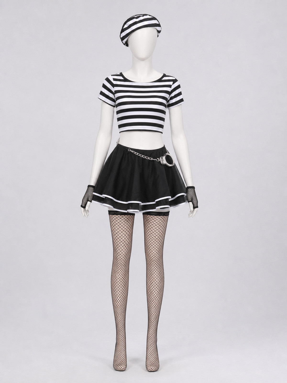 Striped Cosplay Costume with Skirt and Top