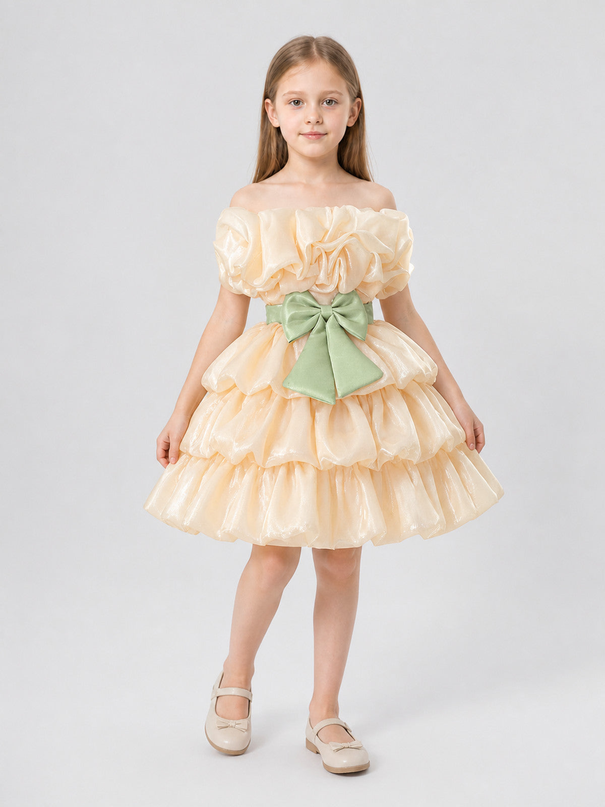Princess Dress for Girls with a Full Skirt and Bow Costume Dresses detail