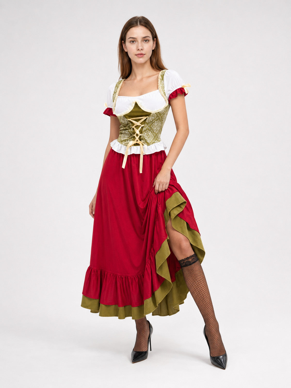 Bavarian-Style Costume Dress with Scarf
