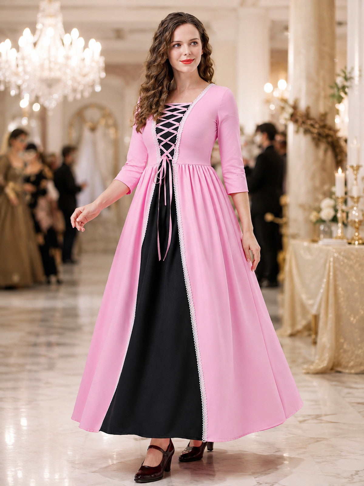 Dress with a Black Insert and Front Lacing lifestyle view