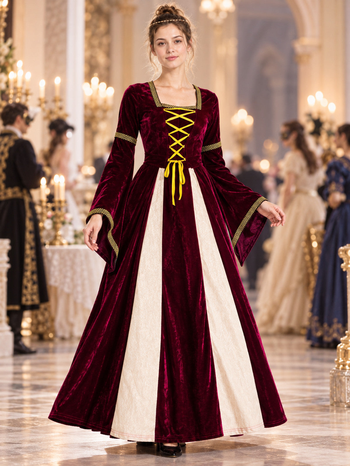 Medieval-Style Lace-Up Carnival Dress
