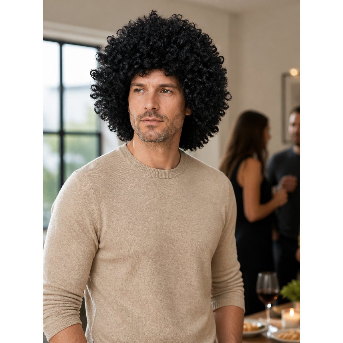 Black Carnival Wig, Voluminous Curls, Retro Style lifestyle view