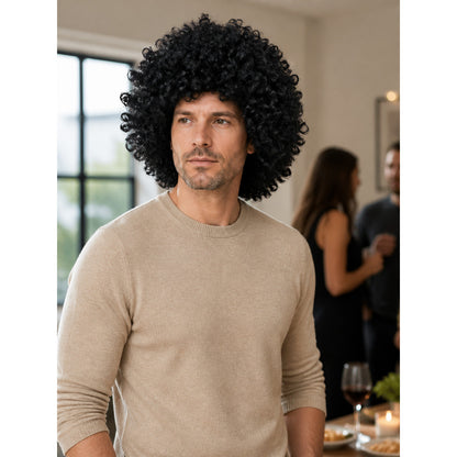 Black Carnival Wig, Voluminous Curls, Retro Style lifestyle view