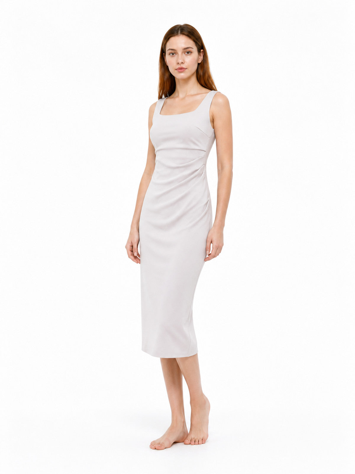 Fitted Sleeveless Pleated Midi Dress Costume Dresses detail