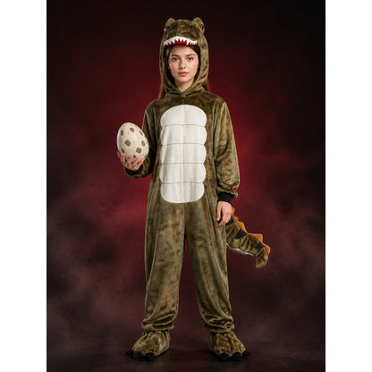 Little Dinosaur Hooded Onesie Costume with Tail and Claw Feet main product view
