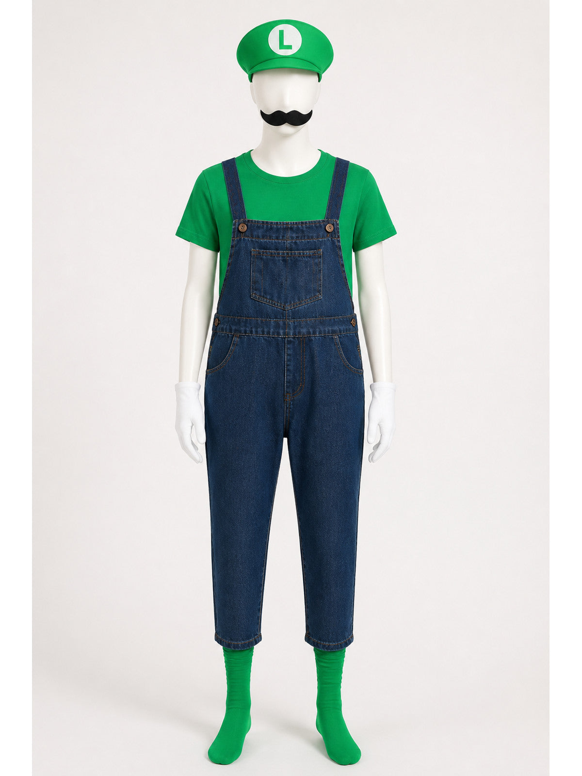 Luigi Costume: T-Shirt, Overalls, and Hat Costume Headwear detail