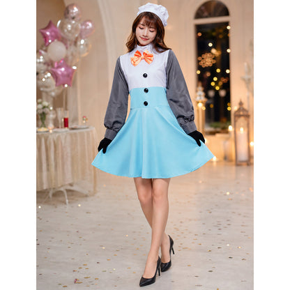 Snowman Cosplay Dress with Collar and Bow