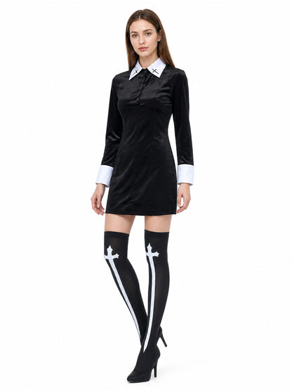 Black Stage Costume with White Collar and Cuffs Costumes detail