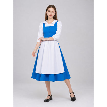 Maid cosplay dress with apron on-model front view