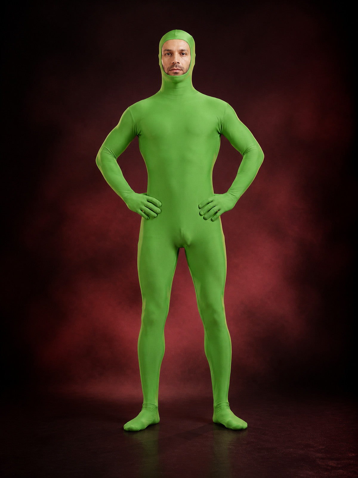Kids Fluorescent Green Zentai Full-Body Jumpsuit Cosplay Costume, Stretch