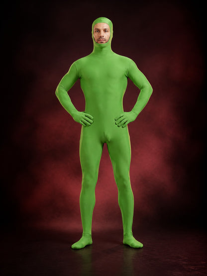 Kids Fluorescent Green Zentai Full-Body Jumpsuit Cosplay Costume, Stretch