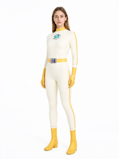 Princess Peach cosplay jumpsuit with a floral pattern