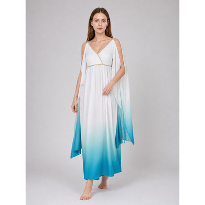 Gradient Maxi Dress with Gold Trim