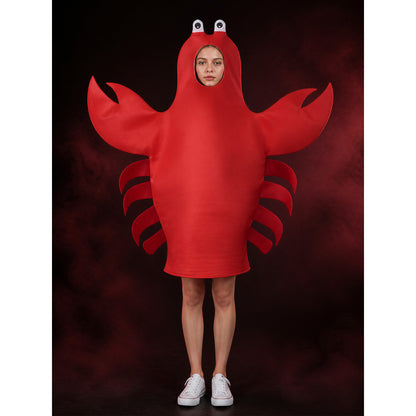 Red Crab Hooded Bodysuit Costume with Claws, Halloween Party Outfit main product view