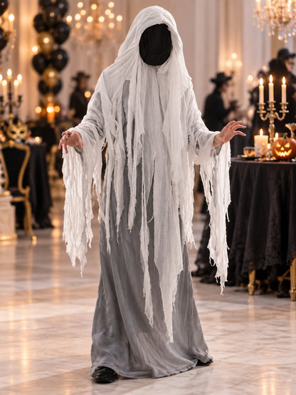 Hooded Ghost Costume with Torn Strips lifestyle view