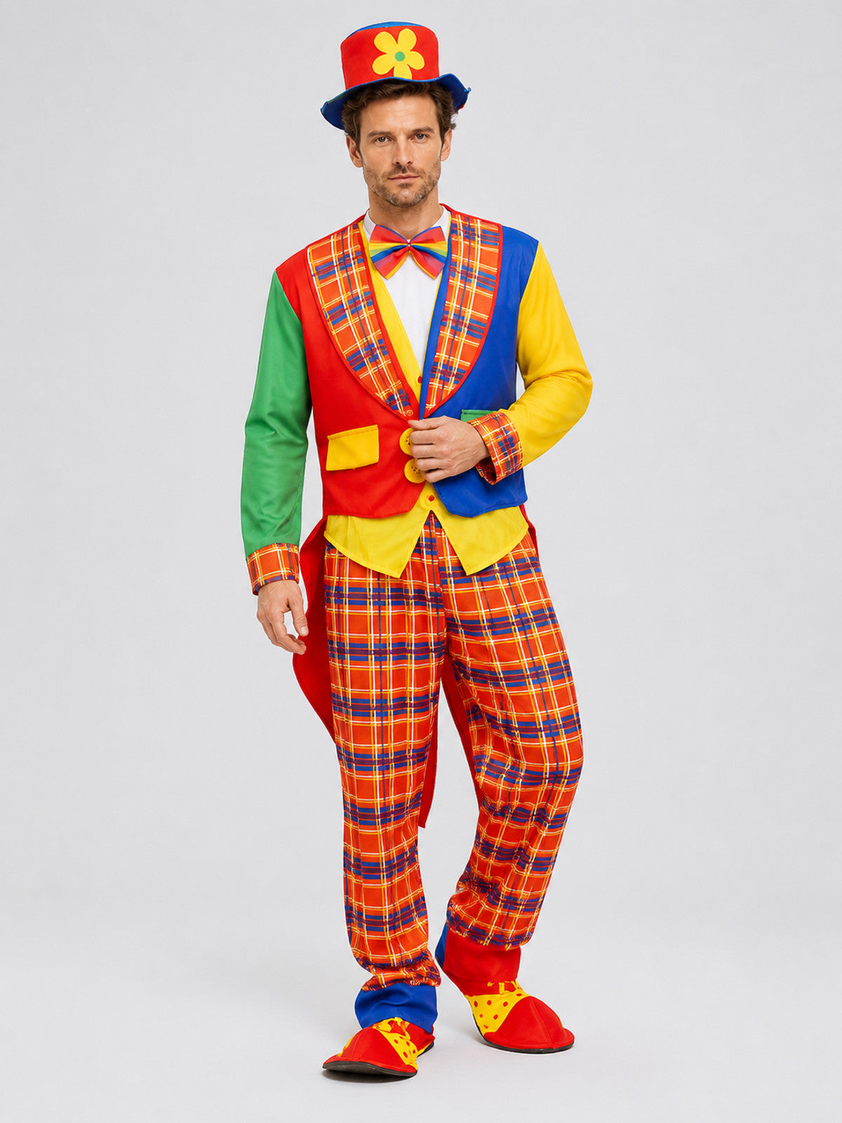 Clown Costume, Jacket, Pants, and Hat Costume Headwear detail