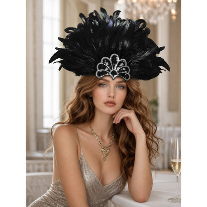 Carnival feather and sequin headpiece lifestyle