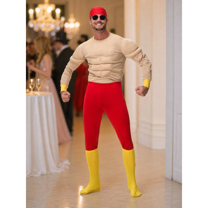 Stage Costume with Sculpted Muscles, Red and Yellow
