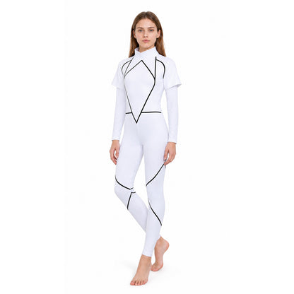 Kids' Cosplay Jumpsuit, White with a High Collar Costumes detail