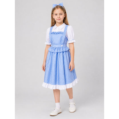 Dorothy Cosplay Dress in Blue-and-White Check with Bow Costume Dresses detail