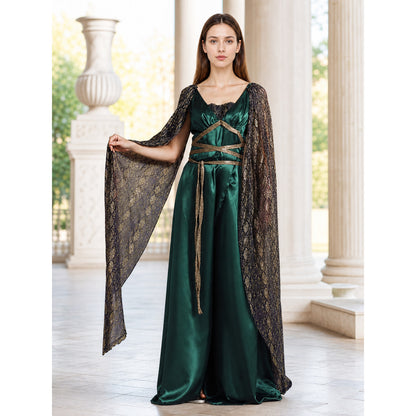 Fantasy Dress with Cape and Gold Headdress lifestyle view