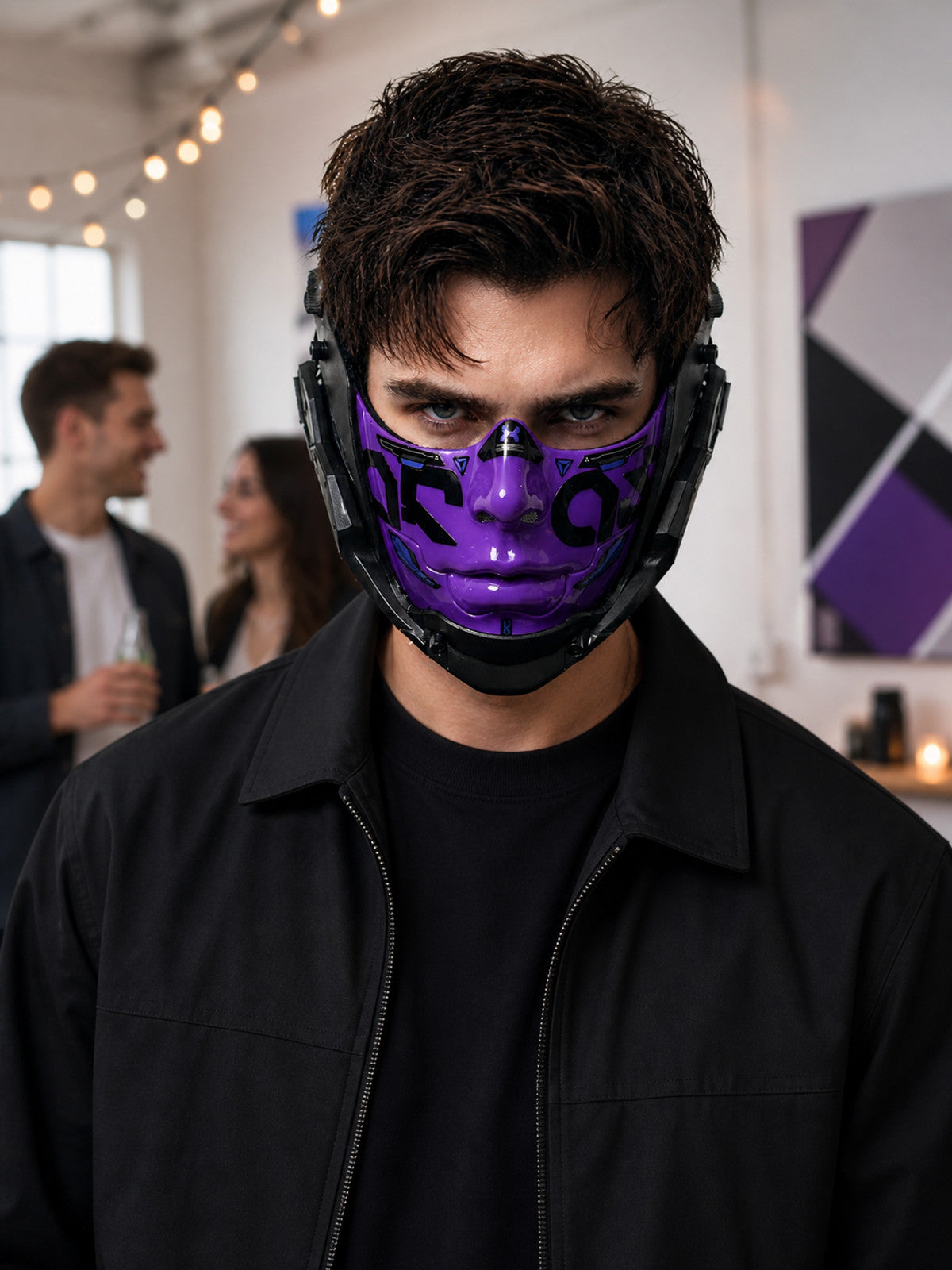 Purple Cyberpunk Cosplay Mask for Halloween