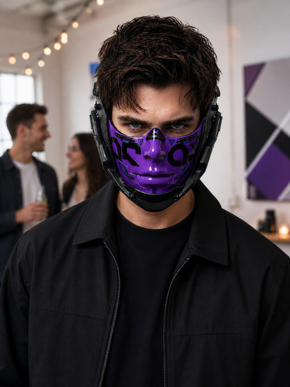 Purple Cyberpunk Cosplay Mask for Halloween